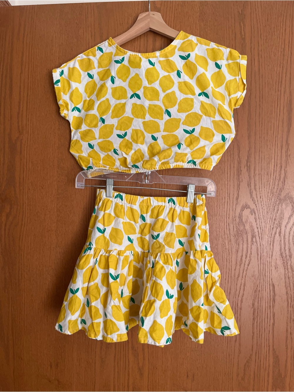 Hanna Andersson Dolman Sleeve Linen Top & Tiered Skirt Set Lemon-Print